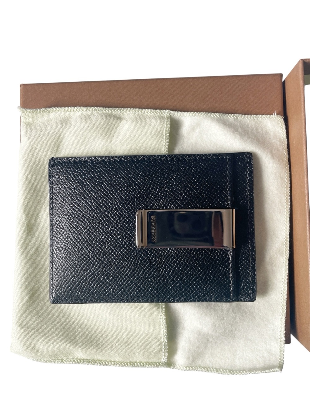 Burberry Men's Monogram Motif Grainy Leather Money Clip Card Case / Holder - Picture 4 of 5